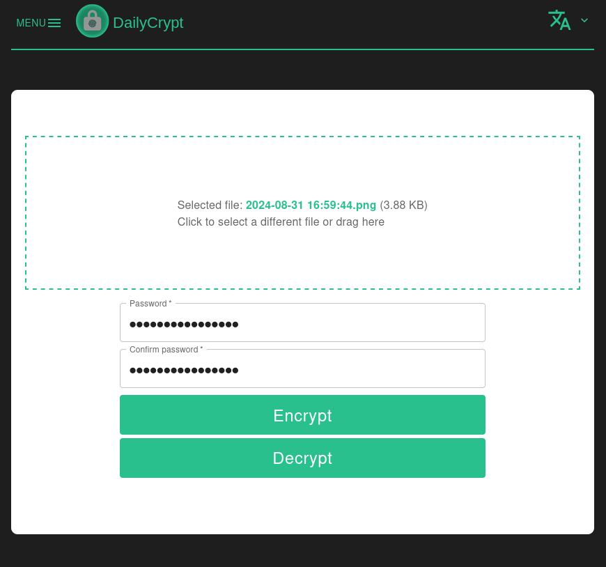 DailyCrypt encryption webapp