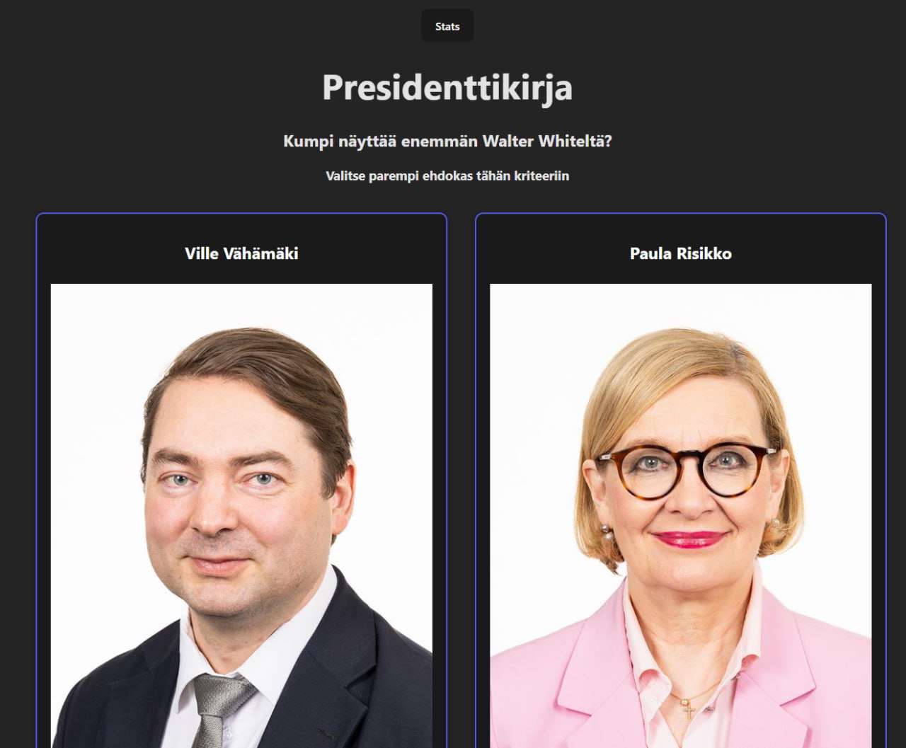 Website comparing two congressmen